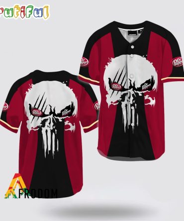 Ghost Head White Skull Dr Pepper Baseball Jersey