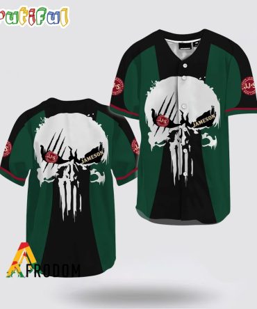 Ghost Head White Skull Jameson Whiskey Baseball Jersey