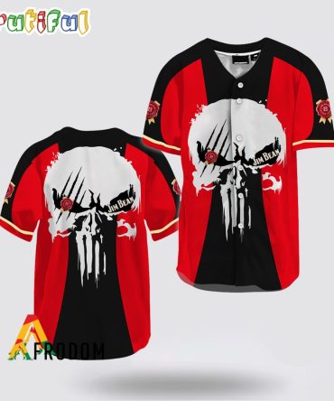 Ghost Head White Skull Jim Beam Baseball Jersey