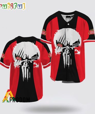 Ghost Head White Skull Stella Artois Baseball Jersey