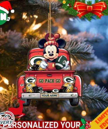 Green Bay Packers Mickey Mouse Ornament Personalized Your Name Sport Home Decor