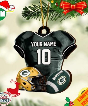 Green Bay Packers NFL Sport Ornament Custom Name And Number 2023 Christmas Tree Decorations