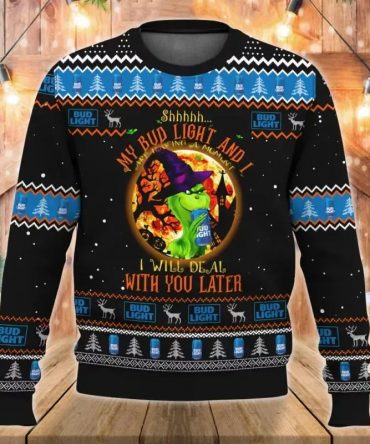 Grinch Drink Bud Light Beer Halloween Ugly Sweater, Grinch Holiday Sweater