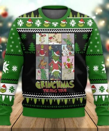 Grinch Grinchmas The Eras Tour Ugly Christmas Sweater, Grinch Holiday Sweater