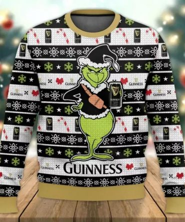 Grinch Guinness Ugly Christmas Sweater, Grinch Holiday Sweater
