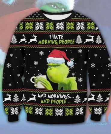 Grinch I Hate People Ugly Christmas Sweater, Grinch Holiday Sweater