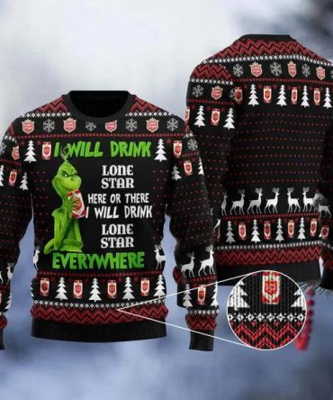 Grinch I Will Drink Malibu Everywhere Ugly Christmas Sweater, Grinch Holiday Sweater