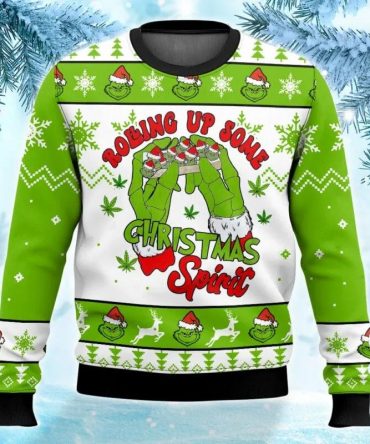 Grinch Rolling Up Ugly Sweater, Grinch Holiday Sweater
