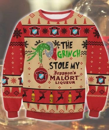 Grinch Stole Malort Ugly Sweater, Grinch Holiday Sweater