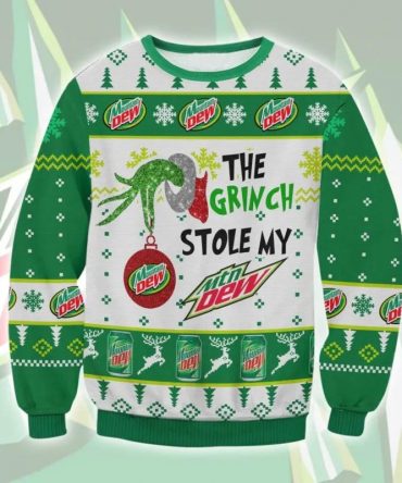 Grinch Stole Mountain Dew Ugly Sweater, Grinch Holiday Sweater