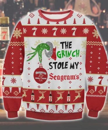 Grinch Stole Seagram?s 7 Ugly Sweater, Grinch Holiday Sweater