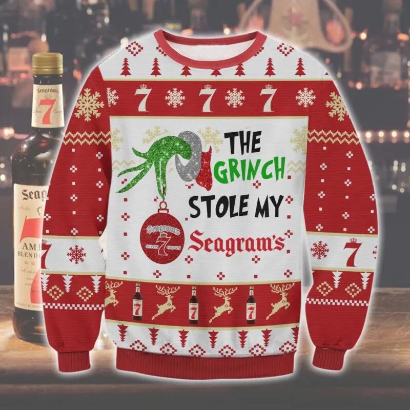 Grinch Stole Seagram?s 7 Ugly Sweater, Grinch Holiday Sweater