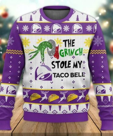 Grinch Stole Taco Bell Christmas Ugly Sweater, Grinch Holiday Sweater