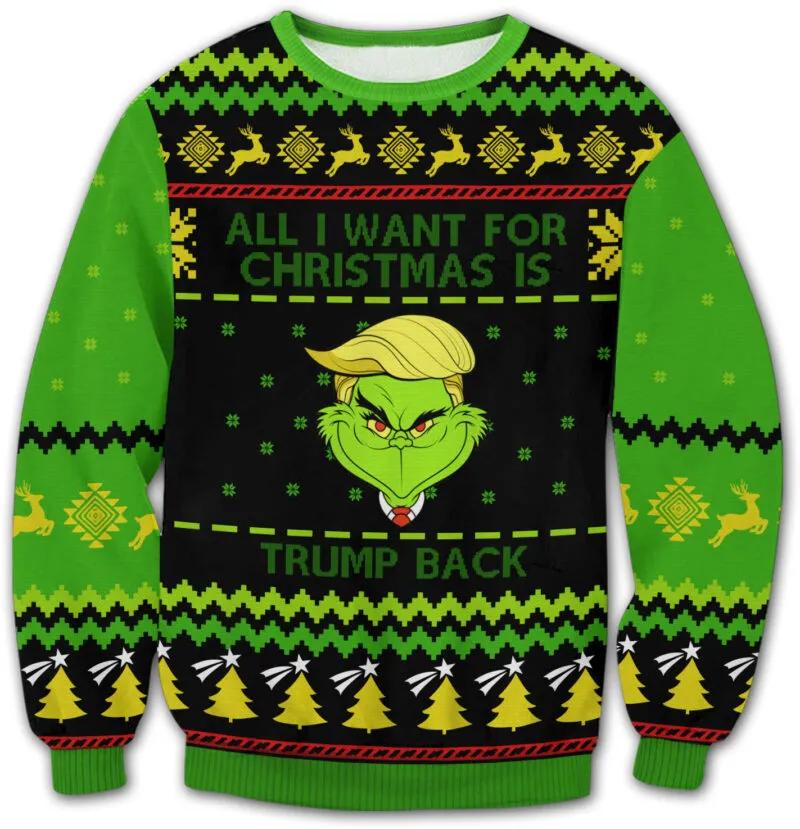 Grinch Trump Ugly Sweater, Grinch Holiday Sweater