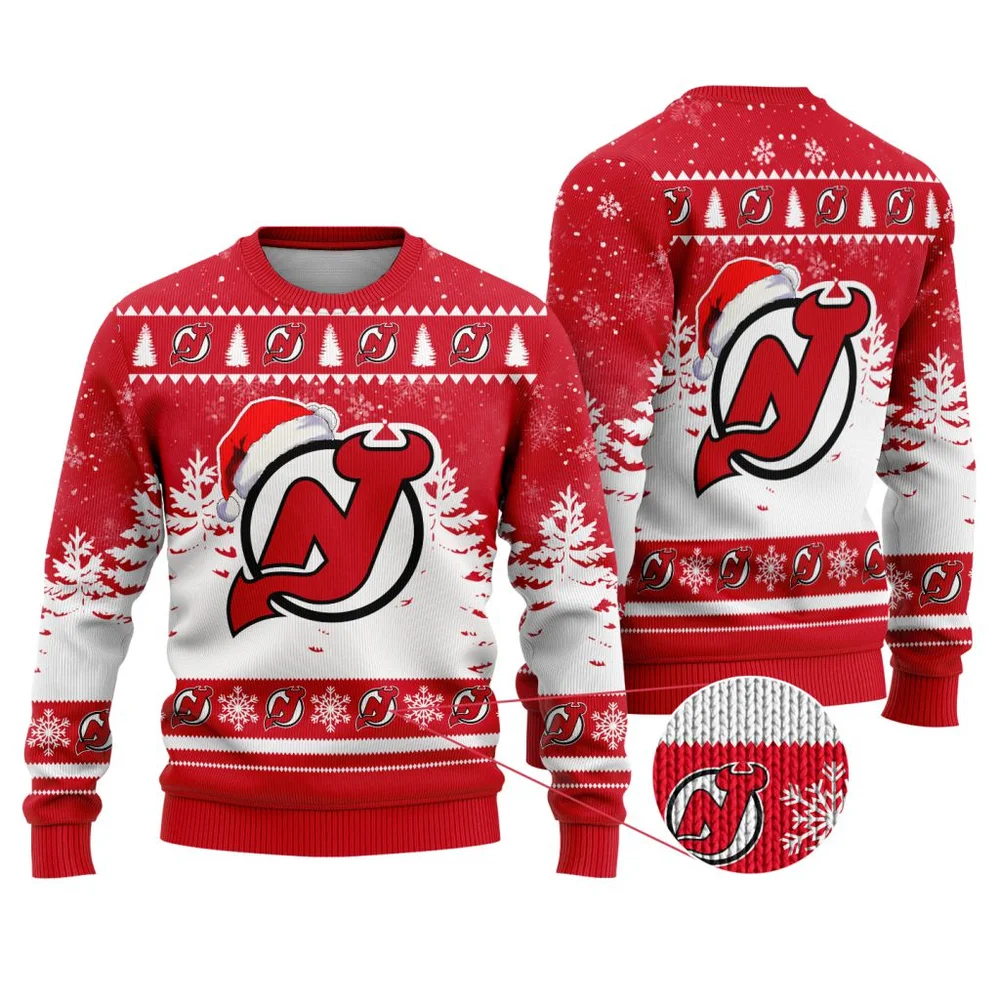 NHL New Jersey Devils Personalized Name Christmas Design Ugly Sweater ST2301