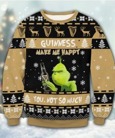 Guinness Grinch Happy Ugly Sweater, Grinch Holiday Sweater