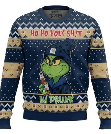 Ho Ho Holy Sh!t Im Drunk Miller Lite Grinch Ugly Sweater, Grinch Holiday Sweater