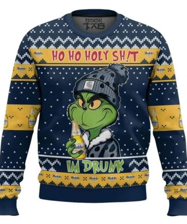 Ho Ho Holy Sh!t Im Drunk Modelo Grinch Ugly Sweater, Grinch Holiday Sweater