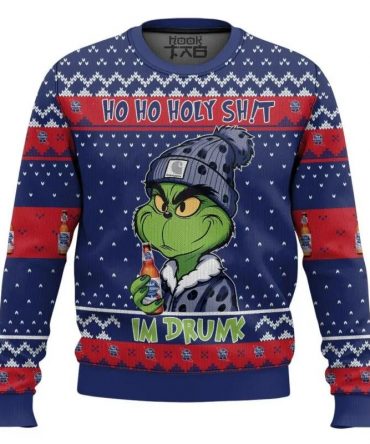 Ho Ho Holy Sh!t Im Drunk Pabst Blue Ribbon Grinch Ugly Sweater, Grinch Holiday Sweater