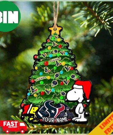 Houston Texans Customized Your Name Snoopy And Peanut Ornament Christmas Gifts For NFL Fans