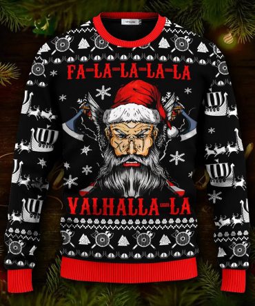 Falalalala Valhallala Cool Santa Viking Ugly Christmas Sweater