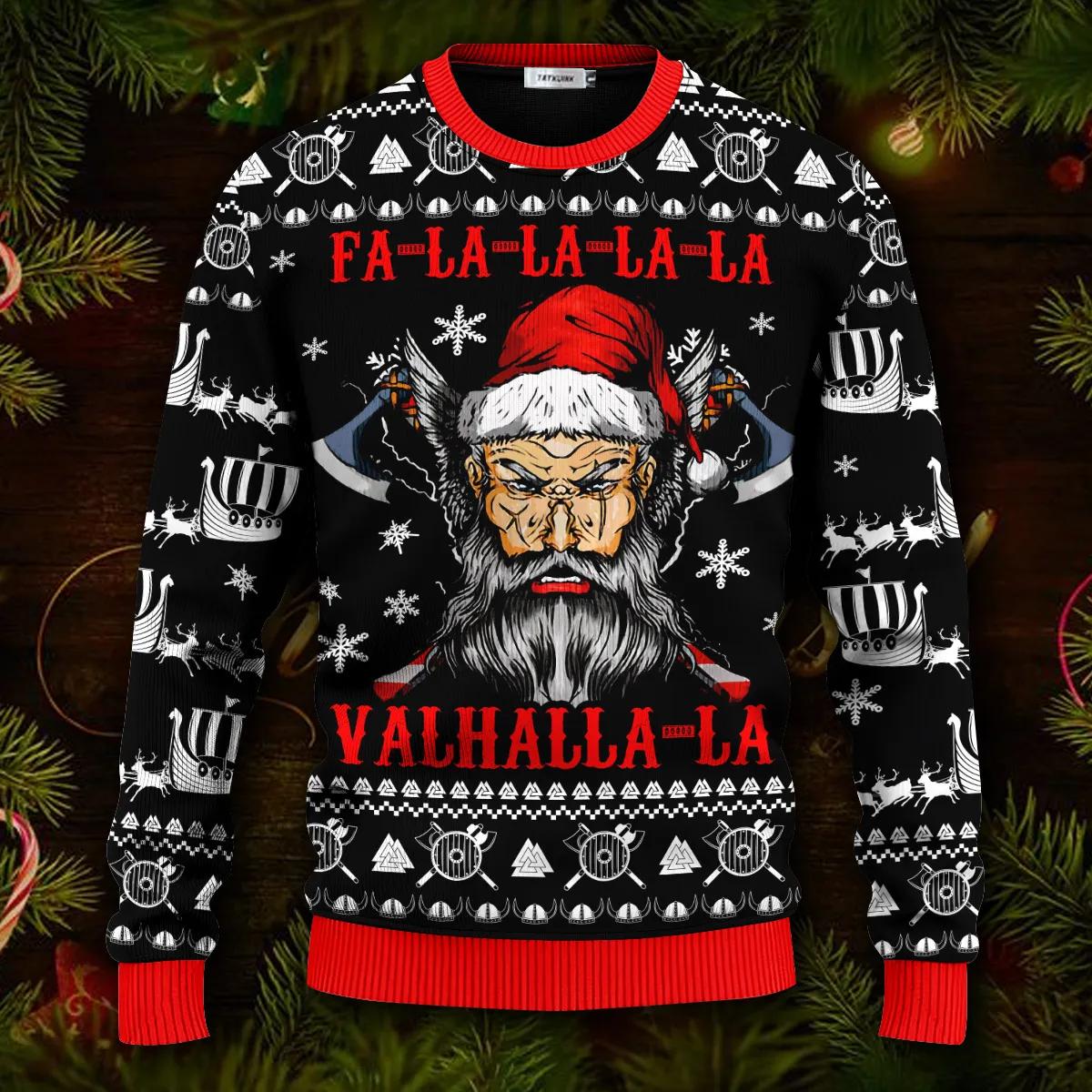 Falalalala Valhallala Cool Santa Viking Ugly Christmas Sweater