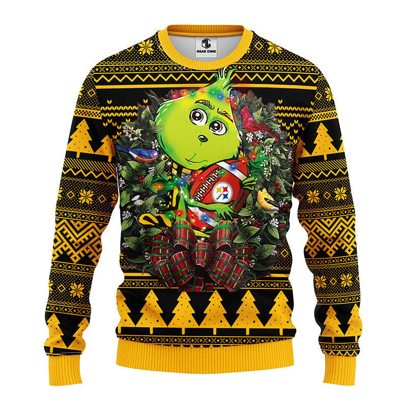 Pittsburgh Steelers Grinch Hug Ugly Christmas Sweater