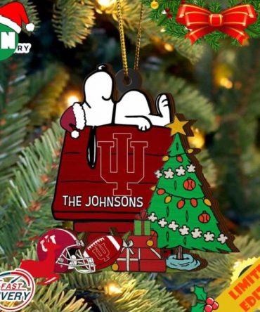 Indiana Hoosiers Snoopy Christmas NCAA Ornament Custom Name