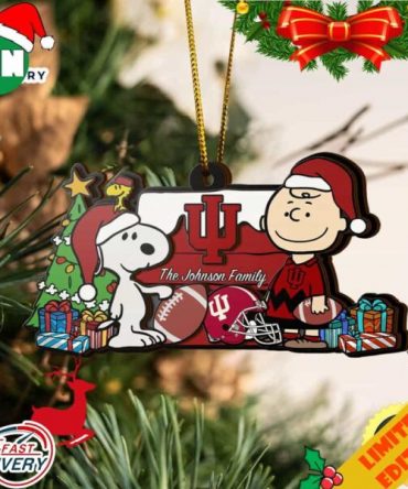 Indiana Hoosiers Snoopy Christmas NCAA Ornament Custom Your Family Name