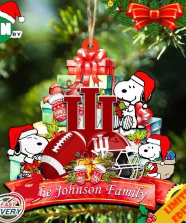 Indiana Hoosiers Snoopy Christmas NCAA Ornament Personalized Your Family Name
