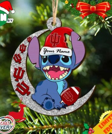 Indiana Hoosiers Stitch Christmas Ornament NCAA And Stitch With Moon Ornament