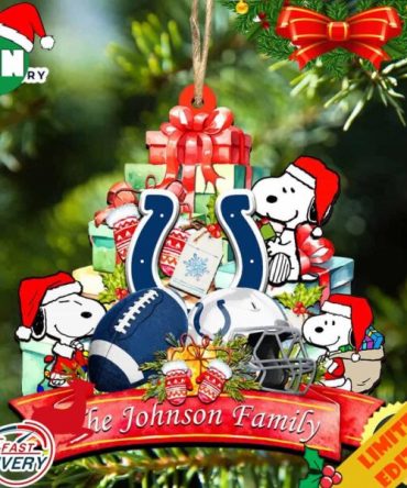 Indianapolis Colts Snoopy And NFL Sport Ornament Personalized Your Family Name
