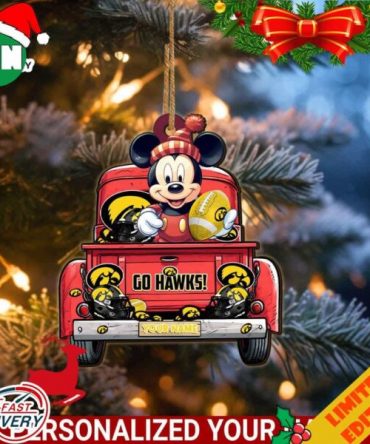 Iowa Hawkeyes Mickey Mouse Ornament Personalized Your Name Sport Home Decor
