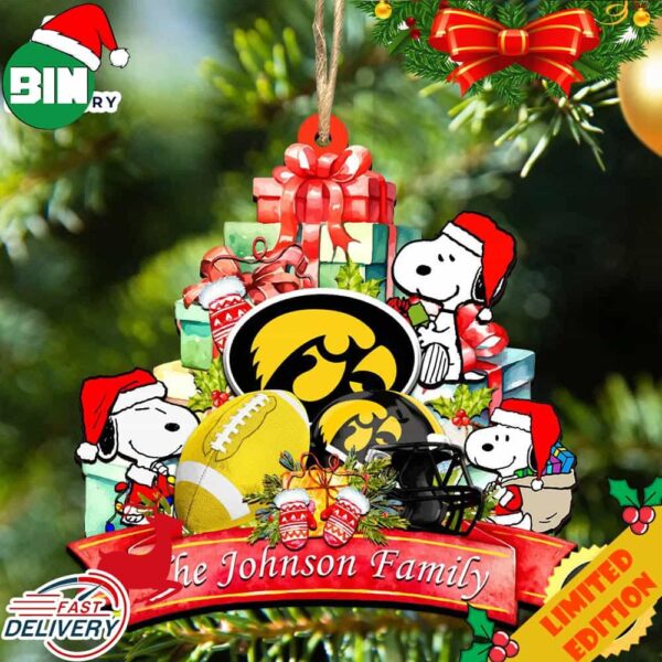 Iowa Hawkeyes Snoopy Christmas NCAA Ornament Personalized Your Family Name