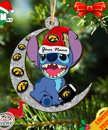 Iowa Hawkeyes Stitch Christmas Ornament NCAA And Stitch With Moon Ornament