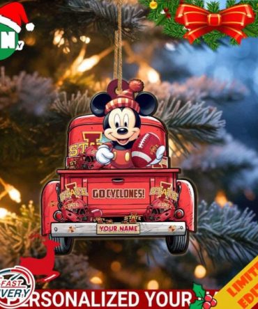 Iowa State Cyclones Mickey Mouse Ornament Personalized Your Name Sport Home Decor