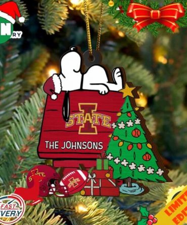 Iowa State Cyclones Snoopy Christmas NCAA Ornament Custom Name