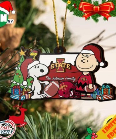 Iowa State Cyclones Snoopy Christmas NCAA Ornament Custom Your Family Name