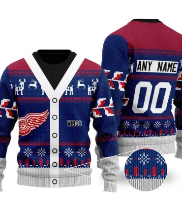 NHL Detroit Red Wings | Personalized Name &amp; Number Unisex Sweater For Christmas Season