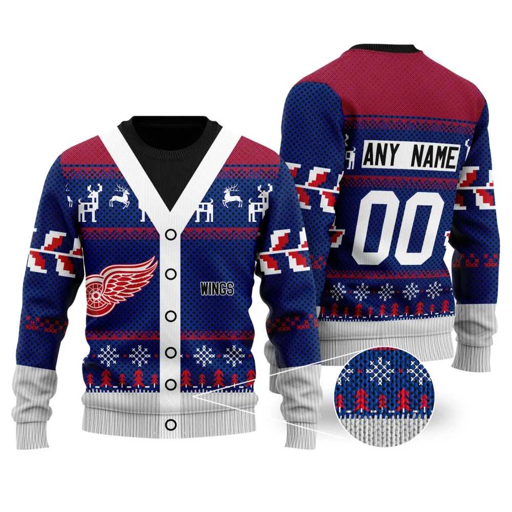 NHL Detroit Red Wings | Personalized Name & Number Unisex Sweater For Christmas Season