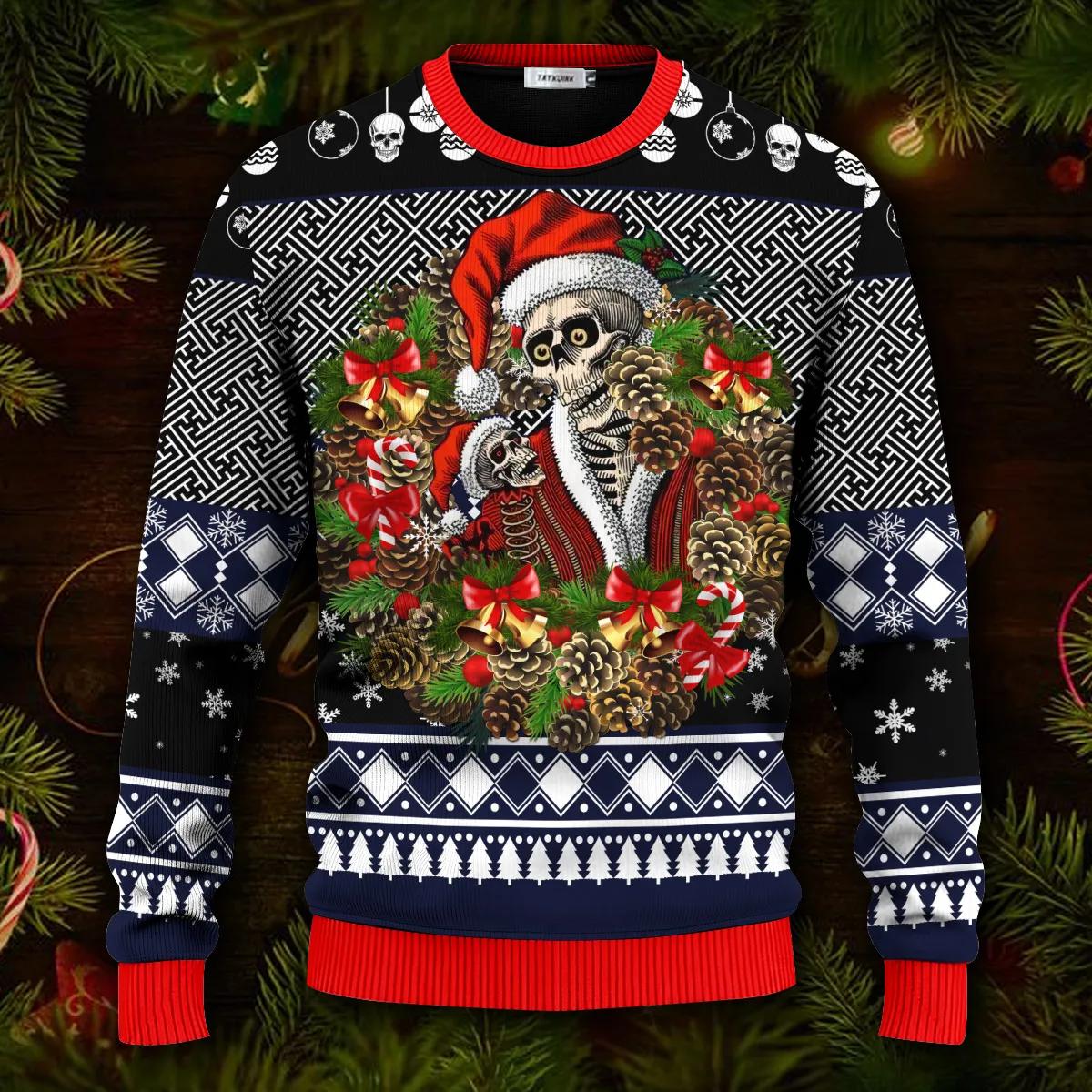 Christmas Santa Claus Skull Ugly Christmas Sweater