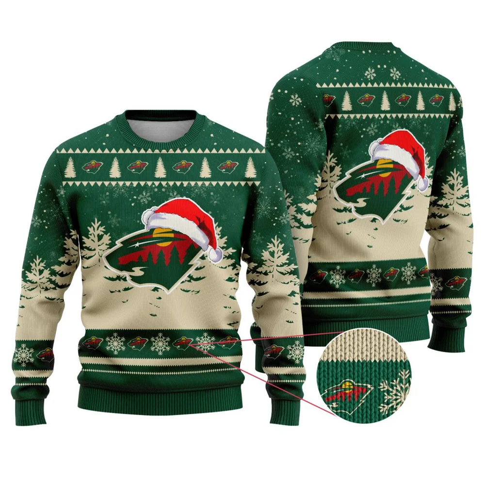 NHL Minnesota Wild Personalized Name Christmas Design Ugly Sweater ST2301
