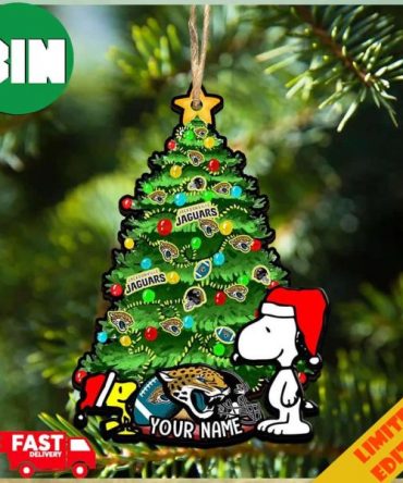 Jacksonville Jaguars Customized Your Name Snoopy And Peanut Ornament Christmas Gifts For NFL Fans