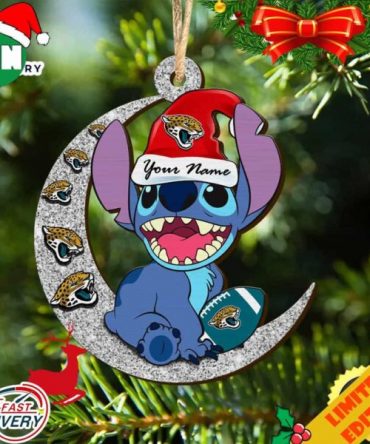 Jacksonville Jaguars Stitch Ornament NFL Christmas And Stitch With Moon Ornament