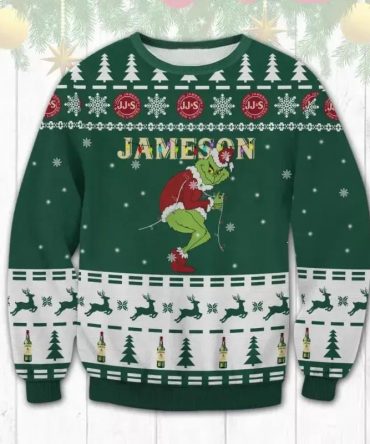 Jameson Grinch Christmas Light Ugly Christmas Sweater, Grinch Holiday Sweater