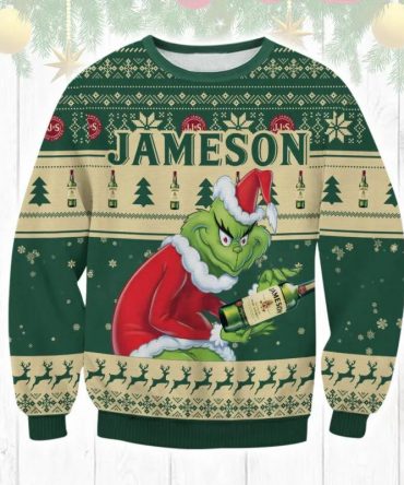 Jameson Grinch Ugly Christmas Sweater, Grinch Holiday Sweater