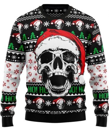 Ho Ho Ho Santa Skull Xmas Sweater, Christmas Sweater With Skulls