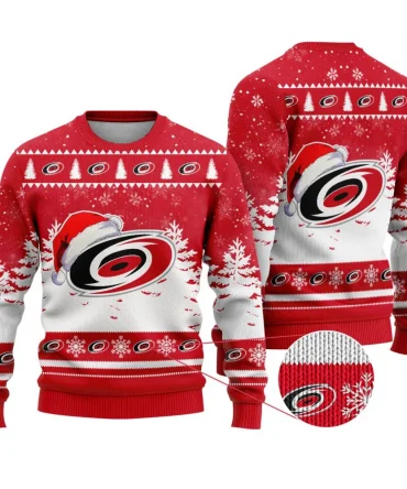 NHL Carolina Hurricanes Personalized Name Christmas Design Ugly Sweater ST2301