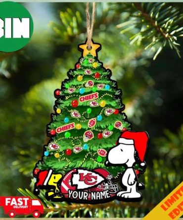 Kansas City Chiefs Customized Your Name Snoopy And Peanut Ornament Christmas Gifts For NFL Fans
