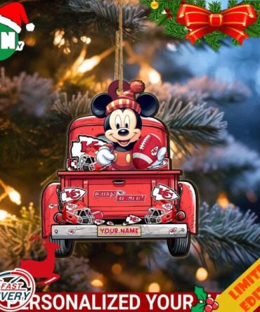 Kansas City Chiefs Mickey Mouse Ornament Personalized Your Name Sport Home Decor